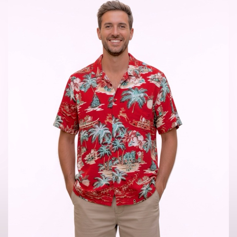 HAWAIIAN RESERVE COLLECTION Men’s Hawaiian Christmas Casual Button Down Shirt